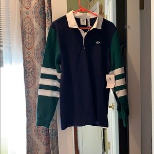 Medium men’s adidas blue and green rugby shirt
